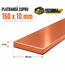 Platbanda cupru 160 x 10 mm – lungime 4 metri – EN Cu-ETP